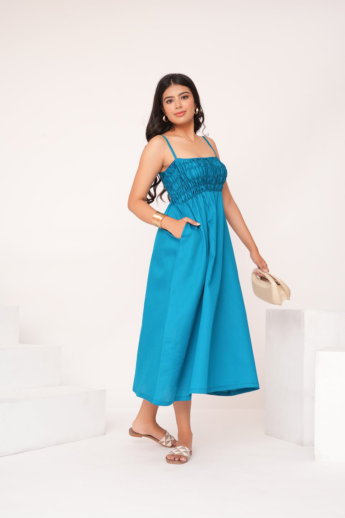 Aqua Cotton Dress