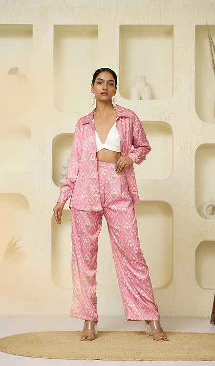 Coral Printed Coord Set