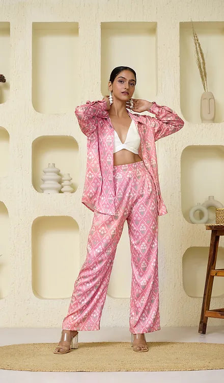 Coral Printed Coord Set