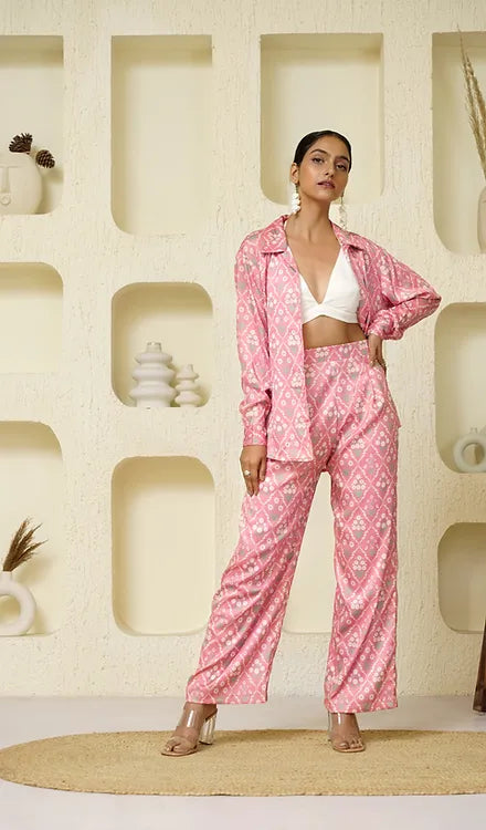Coral Printed Coord Set