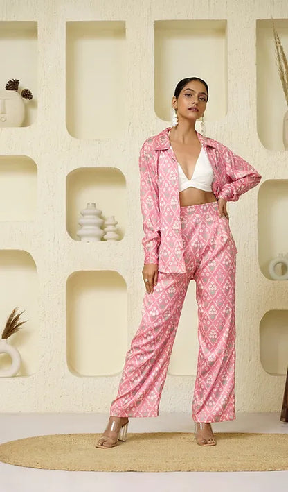 Coral Printed Coord Set