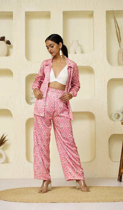 Coral Printed Coord Set